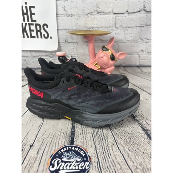 Hoka Speedgoat 5 Gortex Spikes Hiking Trail Winter Running Womens 10.5 Black NEW - Picture 5 of 8